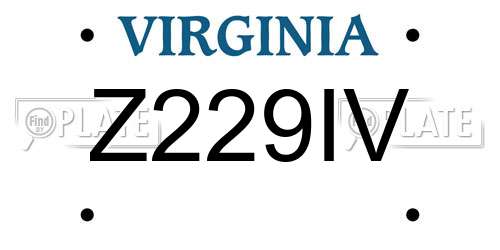 Z229IV Virginia License Plate