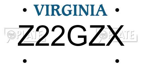 Z22GZX Virginia License Plate