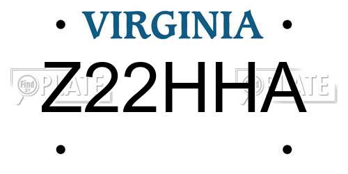 Z22HHA Virginia License Plate