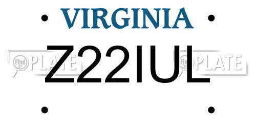 Z22IUL Virginia License Plate