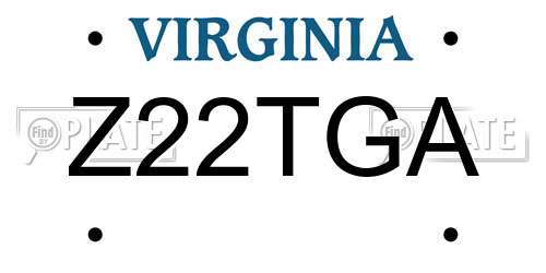 Z22TGA Virginia License Plate