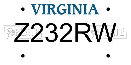 Z232RW Virginia License Plate