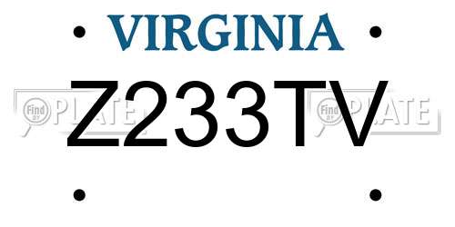 Z233TV Virginia License Plate