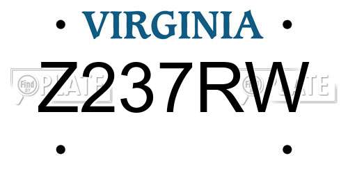 Z237RW Virginia License Plate
