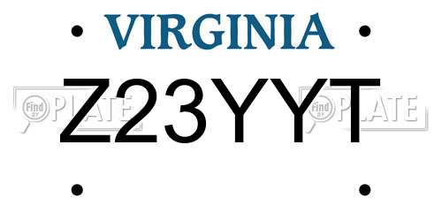 Z23YYT Virginia License Plate