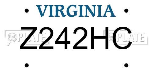 Z242HC Virginia License Plate