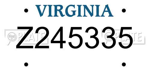 Z245335 Virginia License Plate