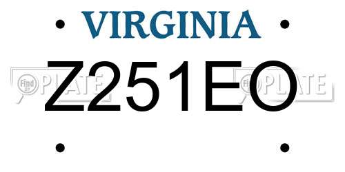 Z251EO Virginia License Plate