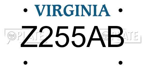 Z255AB Virginia License Plate