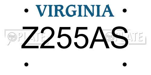 Z255AS Virginia License Plate