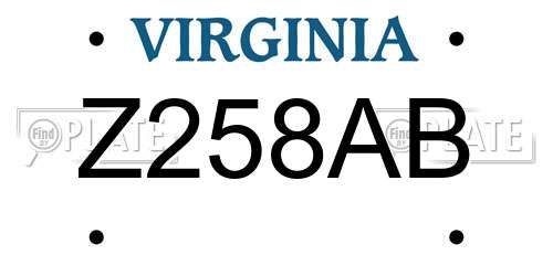 Z258AB Virginia License Plate