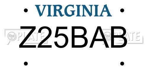 Z25BAB Virginia License Plate
