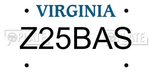 Z25BAS Virginia License Plate