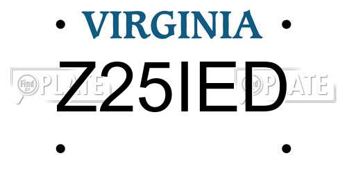 Z25IED Virginia License Plate