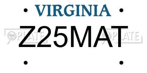 Z25MAT Virginia License Plate
