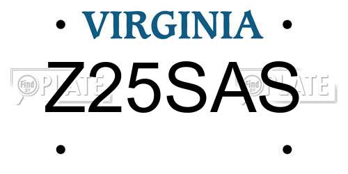 Z25SAS Virginia License Plate