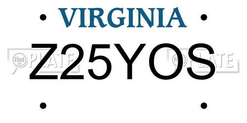 Z25YOS Virginia License Plate