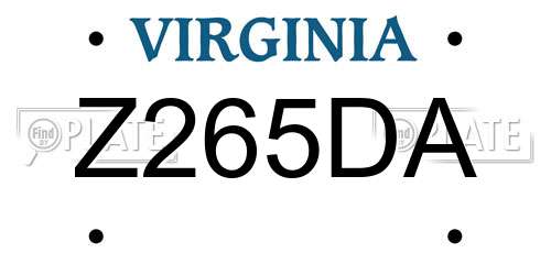 Z265DA Virginia License Plate
