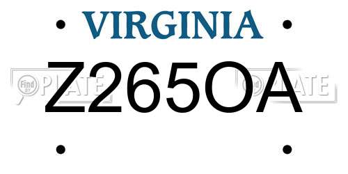 Z265OA Virginia License Plate