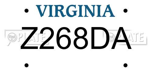 Z268DA Virginia License Plate