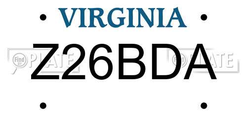 Z26BDA Virginia License Plate