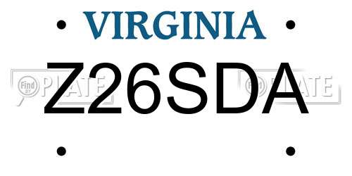 Z26SDA Virginia License Plate