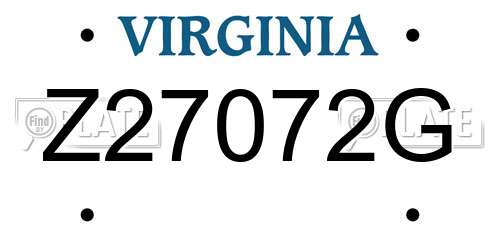 Z27072G Virginia License Plate