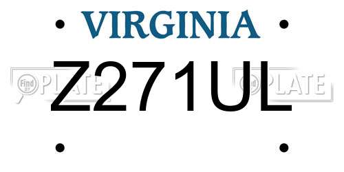 Z271UL Virginia License Plate