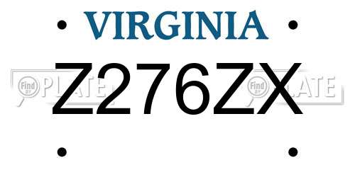 Z276ZX Virginia License Plate