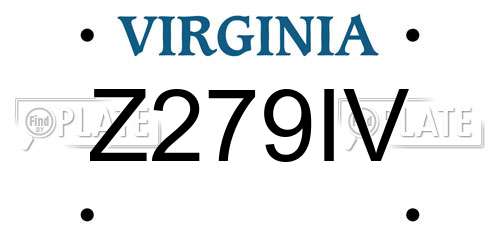 Z279IV Virginia License Plate