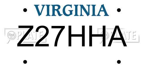 Z27HHA Virginia License Plate