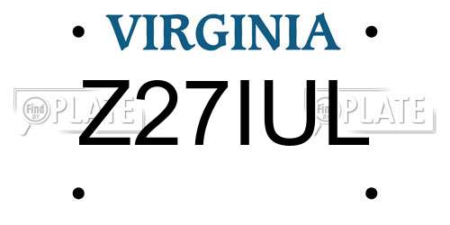 Z27IUL Virginia License Plate