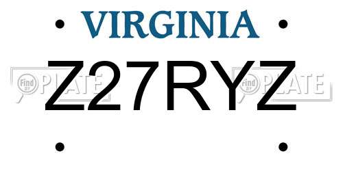 Z27RYZ Virginia License Plate