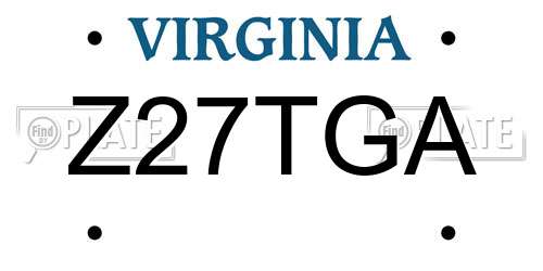 Z27TGA Virginia License Plate