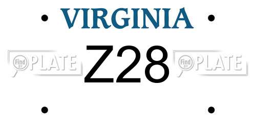 Z28 Virginia License Plate