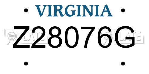 Z28076G Virginia License Plate