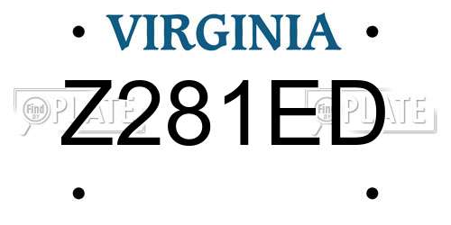 Z281ED Virginia License Plate