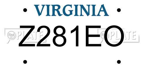 Z281EO Virginia License Plate