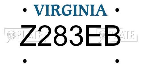 Z283EB Virginia License Plate