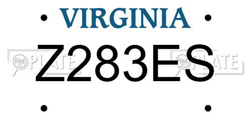 Z283ES Virginia License Plate