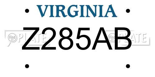 Z285AB Virginia License Plate