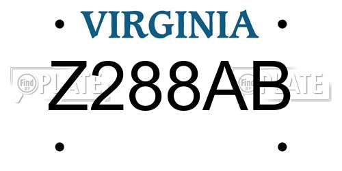 Z288AB Virginia License Plate