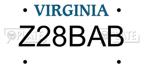 Z28BAB Virginia License Plate