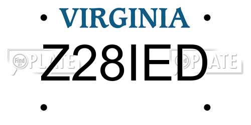 Z28IED Virginia License Plate