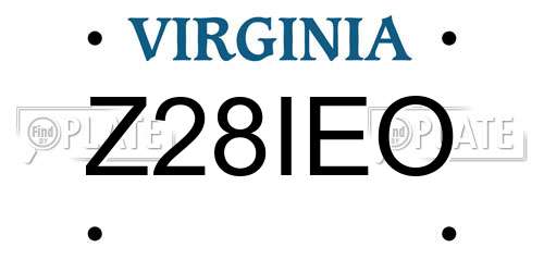 Z28IEO Virginia License Plate