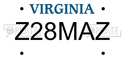 Z28MAZ Virginia License Plate