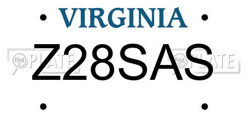 Z28SAS Virginia License Plate