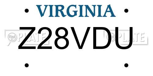 Z28VDU Virginia License Plate