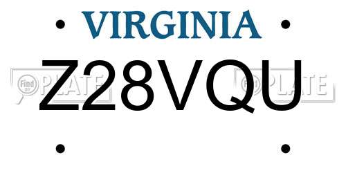 Z28VQU Virginia License Plate