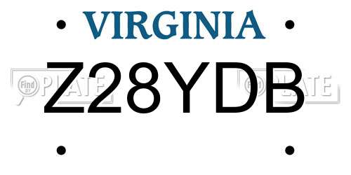 Z28YDB Virginia License Plate
